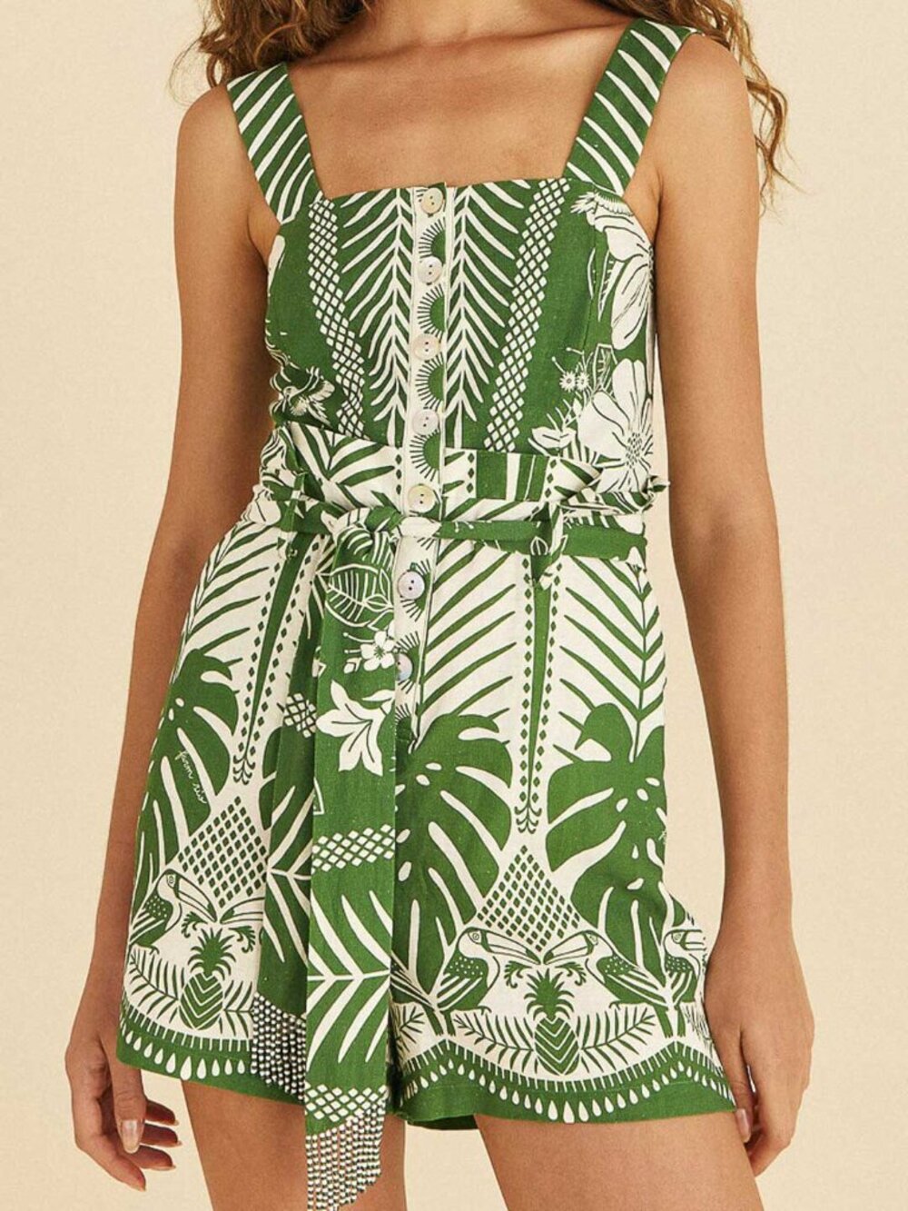 Farm Rio Macaw Elegance Romper XS